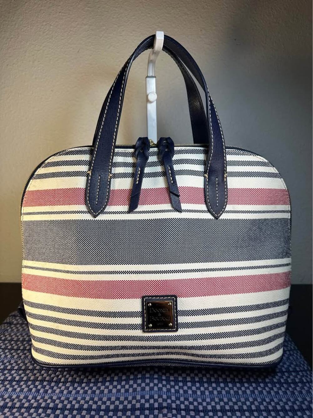 Dooney & Bourke Westerly Zip Zip Satchel – Nautical Navy & Red Stripe